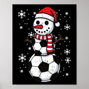 Kerstvoetbal Ll Sneeuwman Kerstmis Voetbal Jongens Poster