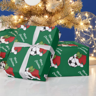 KerstVoetbal met donkergroen Cadeaupapier