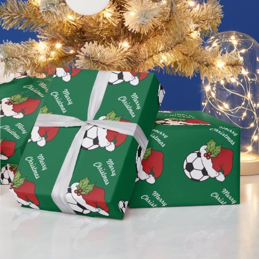 KerstVoetbal met donkergroen Cadeaupapier (Feestdagen)