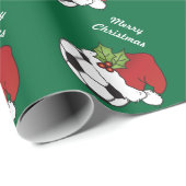 KerstVoetbal met donkergroen Cadeaupapier (Rol Hoek)