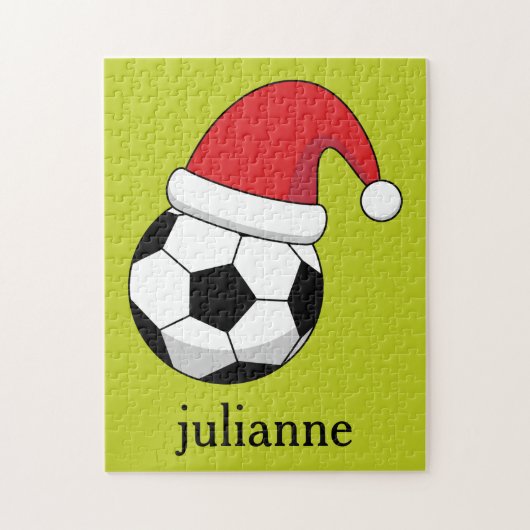 Kerstvoetbal Santa Claus-muts Personaliseer Legpuzzel (Verticaal)