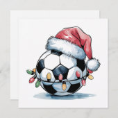 kerstVoetbal Santa Hat Wenskaarten Feestdagenkaart (Voorkant / Achterkant)