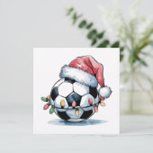 kerstVoetbal Santa Hat Wenskaarten Feestdagenkaart (Staand voorkant)