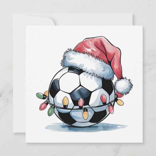 kerstVoetbal Santa Hat Wenskaarten Feestdagenkaart (Voorkant)