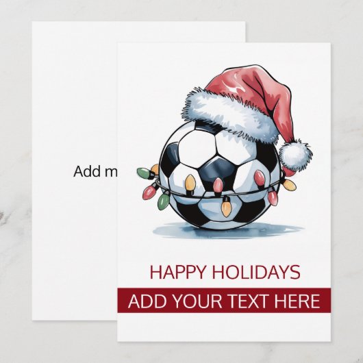 kerstVoetbal Santa Hat Wenskaarten Feestdagenkaart (Voorkant / Achterkant)