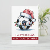 kerstVoetbal Santa Hat Wenskaarten Feestdagenkaart (Staand voorkant)