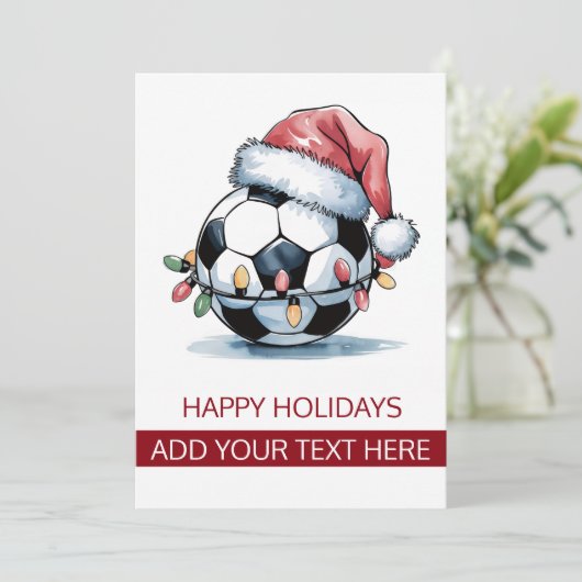 kerstVoetbal Santa Hat Wenskaarten Feestdagenkaart (Staand voorkant)