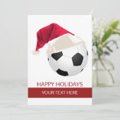 kerstVoetbal Santa Hat Wenskaarten Feestdagenkaart (Staand voorkant)