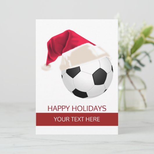 kerstVoetbal Santa Hat Wenskaarten Feestdagenkaart (Staand voorkant)