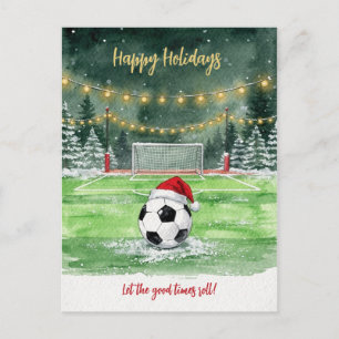 Kerstvoetbal Santa-hoed kerstkaarten Feestdagenkaart