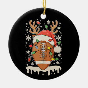 Kerstvoetbal Santa-hoed Rendier Kerstlichten Keramisch Ornament