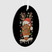 Kerstvoetbal Santa-hoed Rendier Kerstlichten Ornament (voorkant)