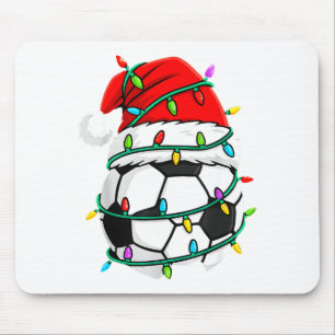 Kerstvoetbal Santa-hoofddeksel Lichtjes Kerstman K Muismat