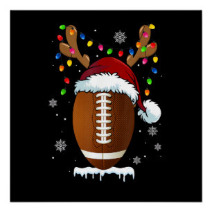 Kerstvoetbal Santa Lichten Grappige Jongens Mij Perfect Poster
