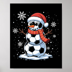 Kerstvoetbal Sneeuwman Kerst Vrouwen Mannen Kinder Poster