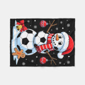 Kerstvoetbal Sneeuwman Kerstman Hoed Kerst Pyjama Fleece Deken (Voorkant (Horizontaal))