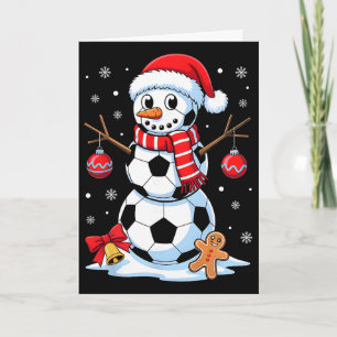 Kerstvoetbal Sneeuwman Kerstman Hoed Kerst Pyjama Kaart