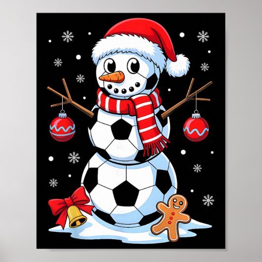 Kerstvoetbal Sneeuwman Kerstman Hoed Kerst Pyjama' Poster (Voorkant)