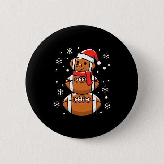 Kerstvoetbal Sneeuwman Kerstman Muts Grappig Kerst Ronde Button 5,7 Cm (Voorkant)