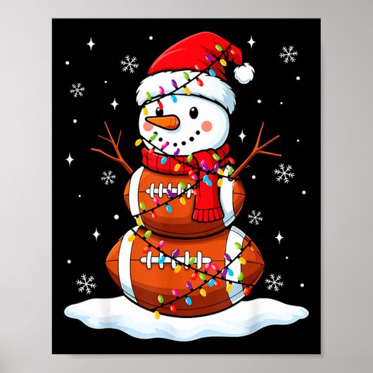 Kerstvoetbal Sneeuwman Kinderen Voetbal Kerstmis Poster (Voorkant)