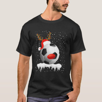 Kerstvoetballer Santa Hat Reindeer Xmas Licht Ho T-shirt