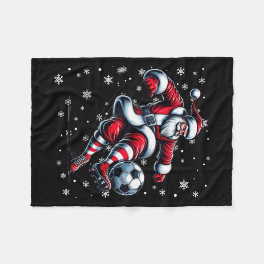 Kerstvoetballer Srt Lover Santa Hat Xmas P Fleece Deken (Voorkant (Horizontaal))