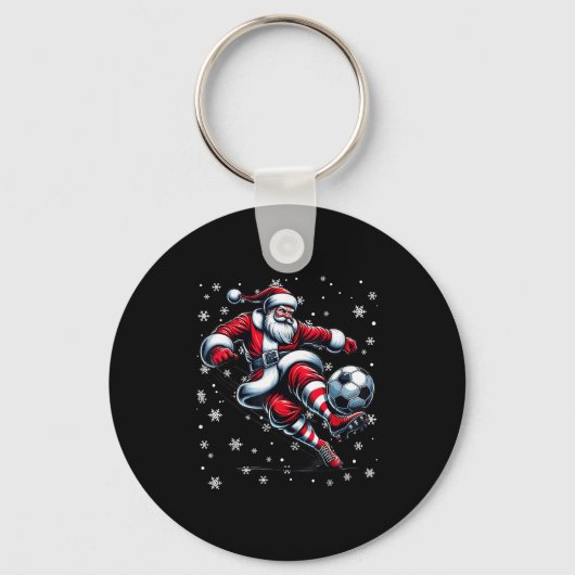 Kerstvoetballer Srt Lover Santa Hat Xmas P Sleutelhanger (Voorkant)
