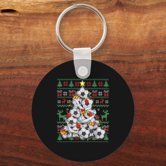 Kerstvoetballer Srt Lover Santa Hat Xmas P Sleutelhanger (Voorkant)