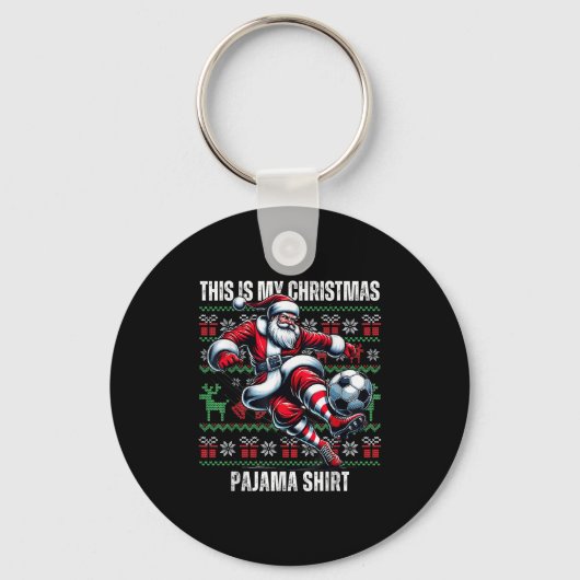 Kerstvoetballer Srt Lover Santa Hat Xmas P Sleutelhanger (Voorkant)