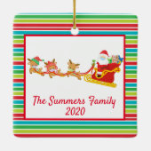 Kerstvoetmasker, kerstman en rendier 2020 keramisch ornament (Achterkant)