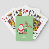 Kerstvoetmasker, kerstman en rendier 2020 pokerkaarten (Achterkant)