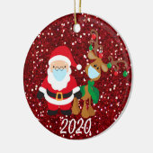 Kerstvoetmasker, kerstman en rendier, 2020 Sequin Keramisch Ornament (Links)