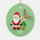 Kerstvoetmasker, kerstman en rendier 2021 keramisch ornament (Links)