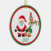 Kerstvoetmasker, kerstman en rendiergrens 2021 keramisch ornament (Rechts)