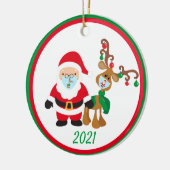 Kerstvoetmasker, kerstman en rendiergrens 2021 keramisch ornament (Links)