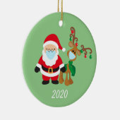 Kerstvoetmasker, naam kerstman en rendier 2020 keramisch ornament (Rechts)