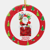 Kerstvoetmasker Santa Cute 2020 Keramisch Ornament (Voorkant)