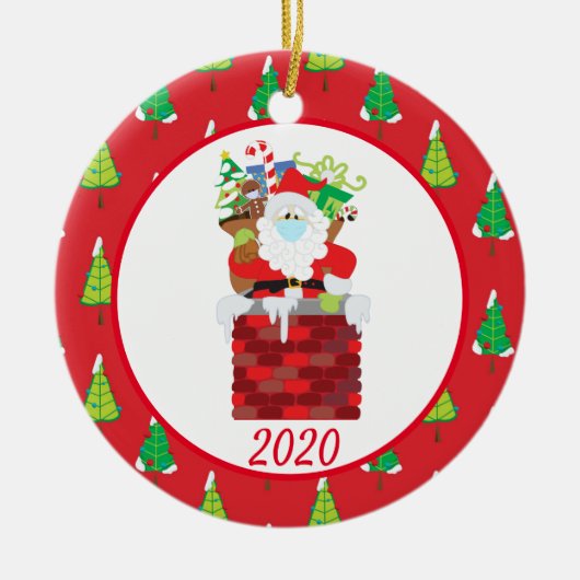 Kerstvoetmasker Santa Cute 2020 Keramisch Ornament (Voorkant)