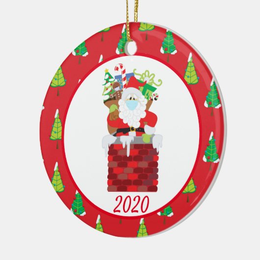 Kerstvoetmasker Santa Cute 2020 Keramisch Ornament (Links)