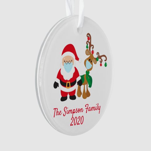 Kerstvoetmasker - Santa Reindeer 2020 - Aangepast Ornament (voorkant)