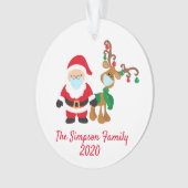 Kerstvoetmasker - Santa Reindeer 2020 - Aangepast Ornament (voorkant)