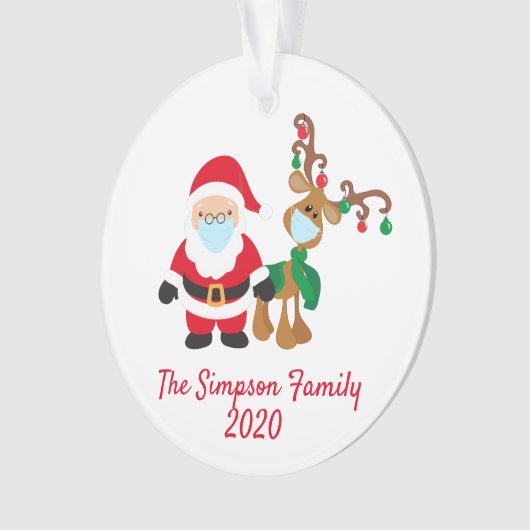 Kerstvoetmasker - Santa Reindeer 2020 - Aangepast Ornament (voorkant)