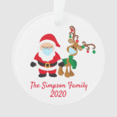 Kerstvoetmasker - Santa Reindeer 2020 - Aangepast Ornament (voorkant)