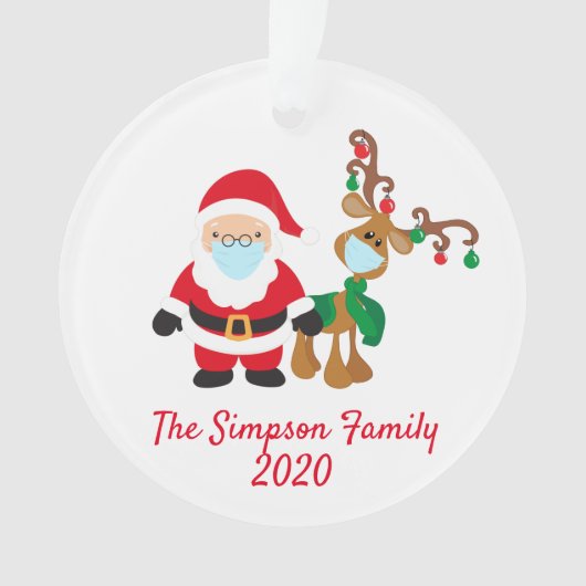 Kerstvoetmasker - Santa Reindeer 2020 - Aangepast Ornament (voorkant)