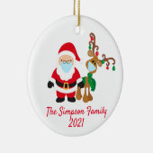 Kerstvoetmasker - Santa Reindeer 2021, aangepast Keramisch Ornament (Rechts)