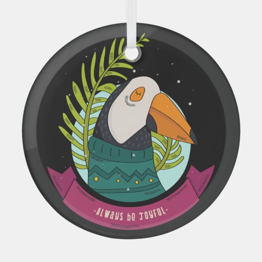 Kerstvogel altijd blij zijn glas ornament (Voorkant)