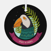 Kerstvogel altijd blij zijn glas ornament (Achterkant)