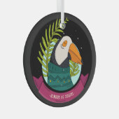 Kerstvogel altijd blij zijn glas ornament (Voorkant Rechts)