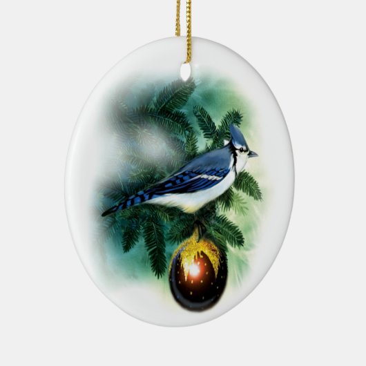 kerstvogel  blauw jay Tree Ornament (Rechts)
