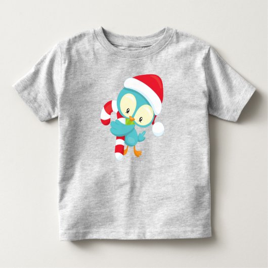 Kerstvogel, Cute Bird, Santa Hat, Candy Cane Kinder Shirts (Voorkant)
